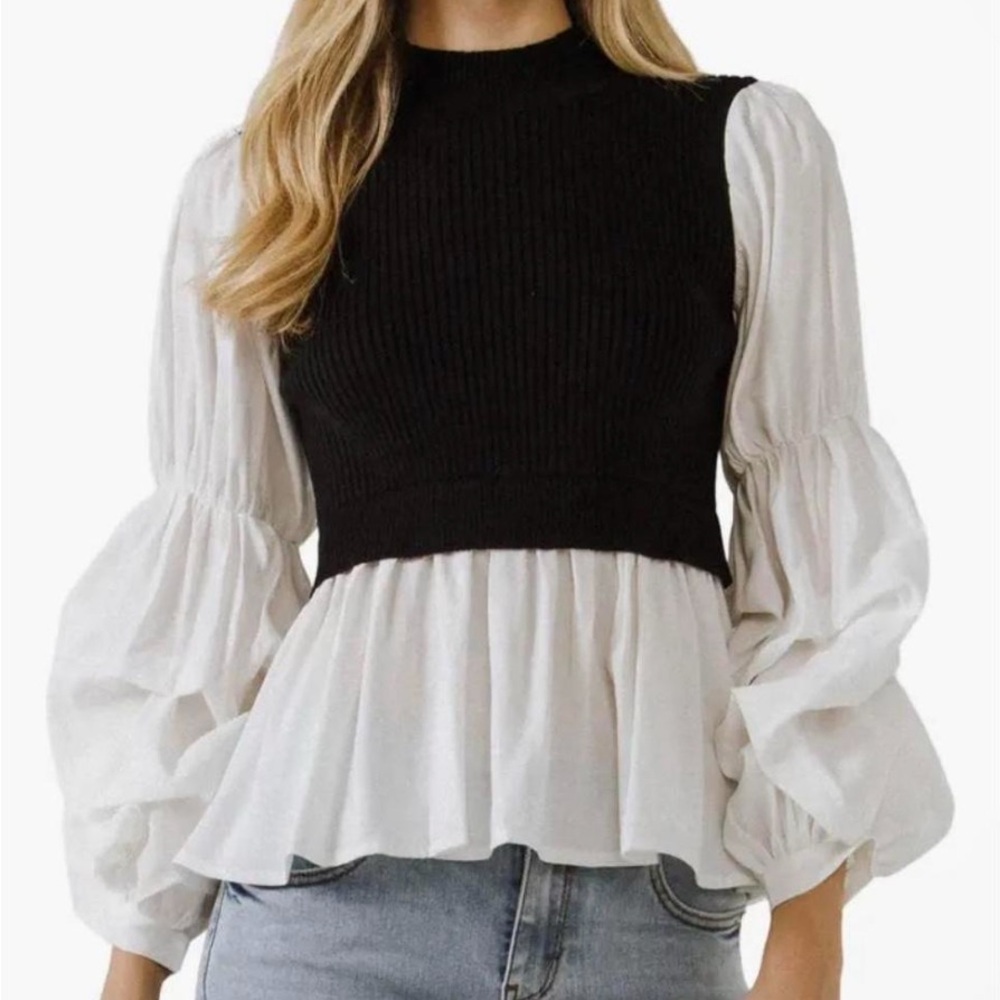 Chic Black and White Women's Blouse